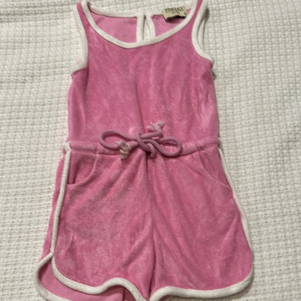 Pink Lily Kids Pink Romper with white Trim. Size 3T. Like new